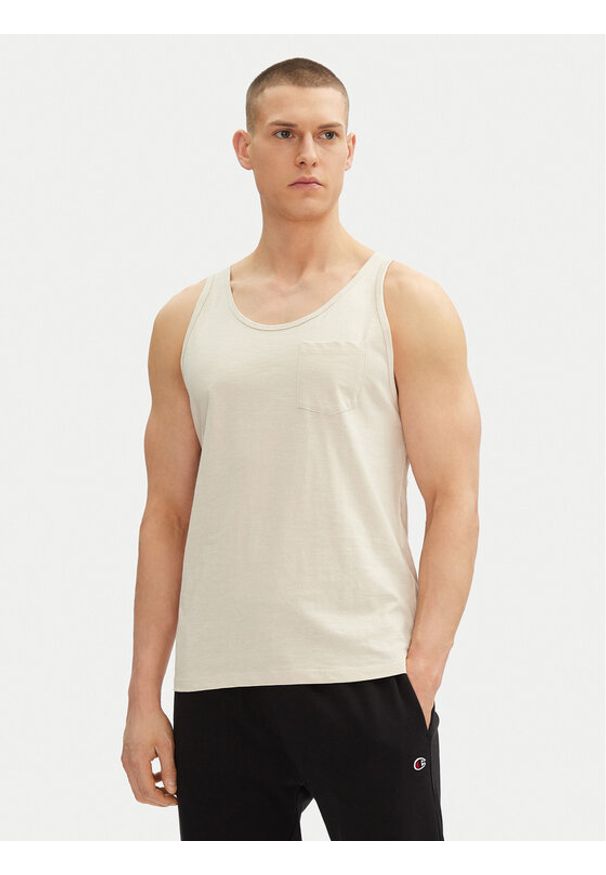 Jack & Jones Tank top Jake 12270577 Beżowy Regular Fit. Kolor: beżowy. Materiał: bawełna