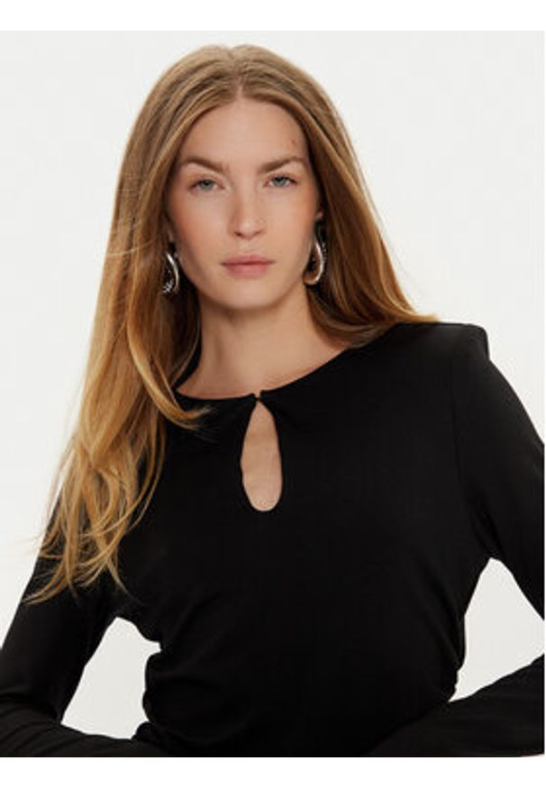 Sisley Bluzka 5Y0XLQ080 Czarny Slim Fit. Kolor: czarny. Materiał: syntetyk