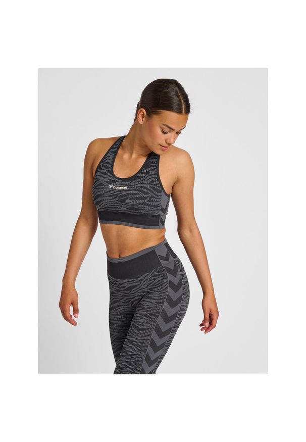 Damski bezszwowy biustonosz sportowy Hummel MT Saga. Kolor: czarny. Sport: bieganie, fitness