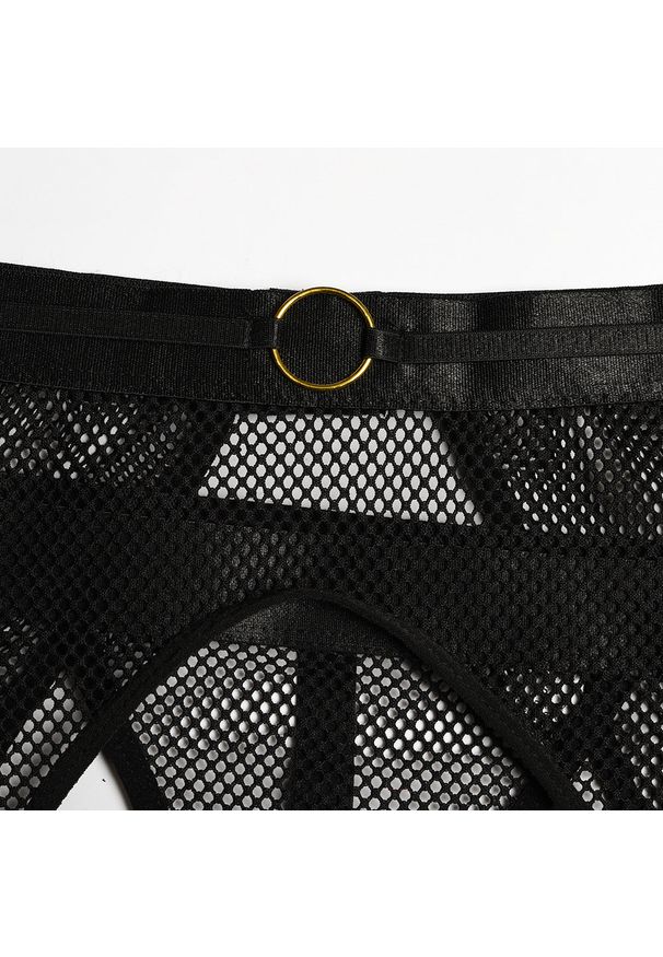 Intica - Komplet bielizny z pasem i podwiązkami elegancki design Palaghia. Kolor: czarny. Materiał: materiał