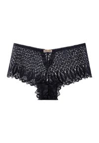 Intica - Szorty koronkowe z falbanką wszechstronne i eleganckie Sidonie. Kolor: czarny. Materiał: koronka. Wzór: koronka
