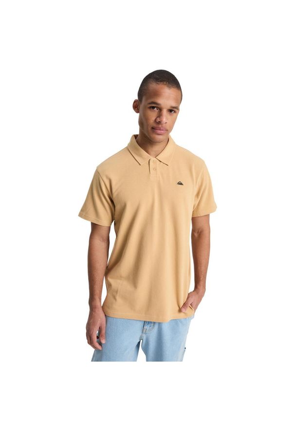 Quiksilver - dla Mężczyzn MW PIQUE Brązowy. Kolor: beżowy. Materiał: bawełna, tkanina. Wzór: haft