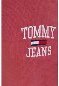 Tommy Jeans spodnie DW0DW11889.PPYY damskie kolor różowy gładkie. Kolor: różowy. Materiał: bawełna. Wzór: gładki #2