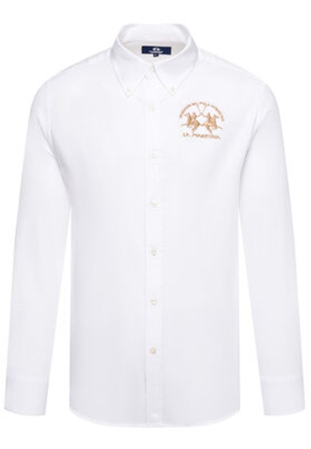 La Martina Koszula Poplin CCMC01 PP003 Biały Regular Fit. Kolor: biały. Materiał: bawełna