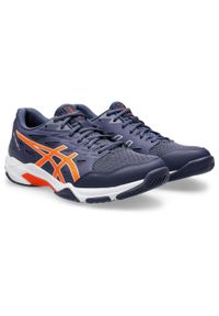 Buty halowe Asics Gel-Rocket 11. Zapięcie: sznurówki. Kolor: pomarańczowy, niebieski, żółty, wielokolorowy. Materiał: syntetyk, materiał. Szerokość cholewki: normalna