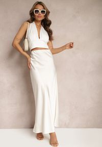 Renee - Jasnobeżowa Satynowa Spódnica Maxi High Waist Formia. Stan: podwyższony. Kolor: beżowy. Materiał: satyna