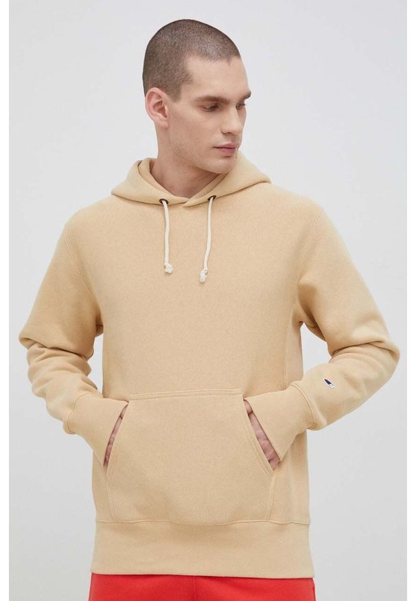 Champion bluza męska kolor beżowy z kapturem melanżowa. Typ kołnierza: kaptur. Kolor: beżowy. Długość rękawa: długi rękaw. Długość: długie. Wzór: melanż