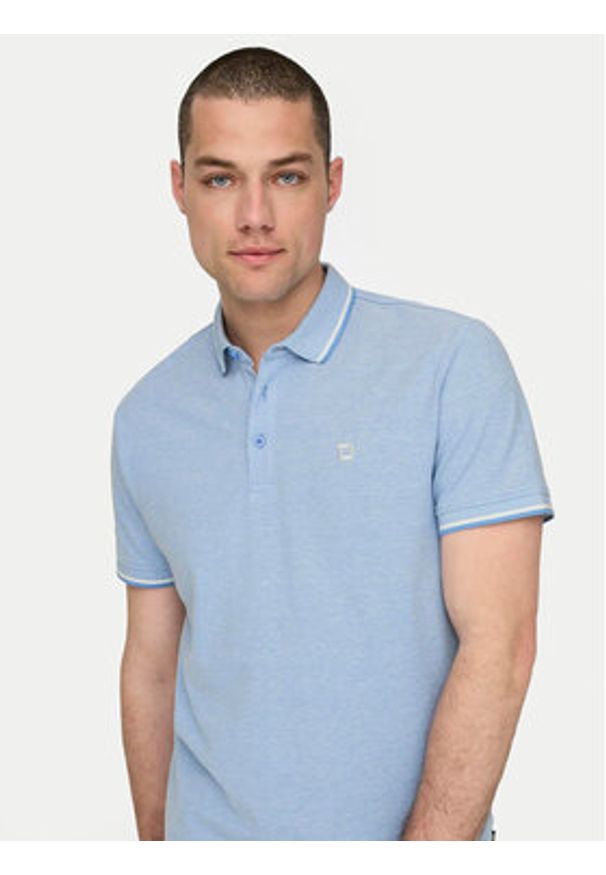 Only & Sons Polo Fletcher 22024827 Błękitny Regular Fit. Typ kołnierza: polo. Kolor: niebieski. Materiał: bawełna