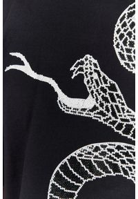 Philipp Plein - PHILIPP PLEIN Czarny męski t-shirt z wężem na plecach z dżetów, Rozmiar XXL. Kolor: czarny #4