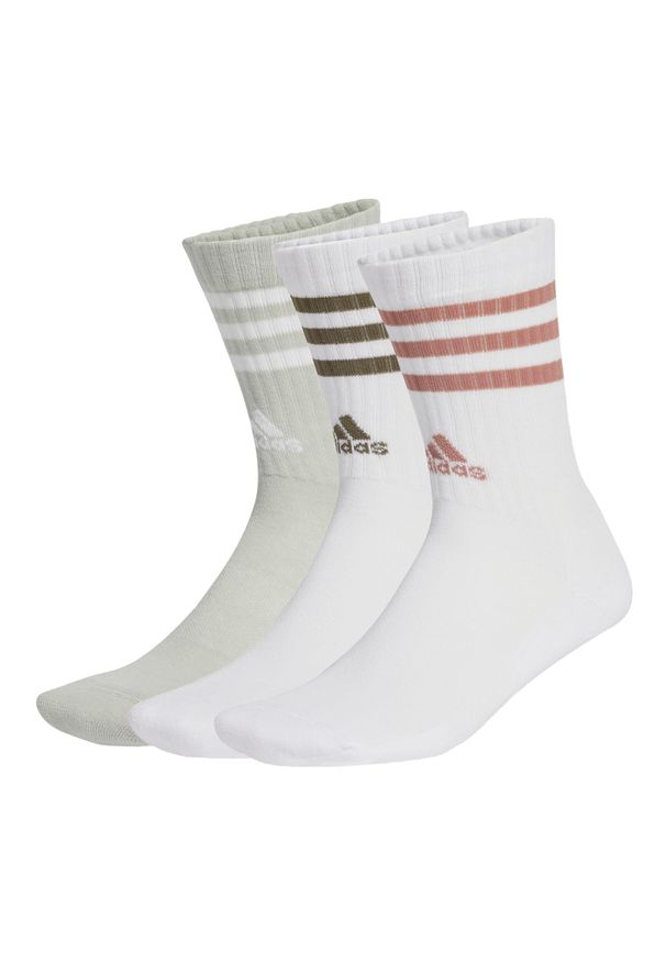Adidas - 3-Stripes Cushioned Crew Socks 3 Pairs. Kolor: wielokolorowy, szary, biały. Materiał: materiał. Sport: turystyka piesza