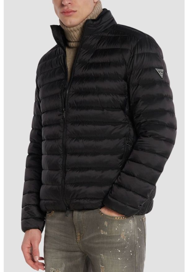 Guess - GUESS Czarna kurtka męska Light Packable Realdown JKT, Rozmiar XXL. Kolor: czarny. Materiał: puch, poliamid. Styl: elegancki
