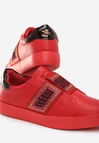 Renee - Czerwone Sneakersy Move Around. Zapięcie: bez zapięcia. Kolor: czerwony. Materiał: materiał, lakier. Wzór: aplikacja. Obcas: na płaskiej podeszwie #3