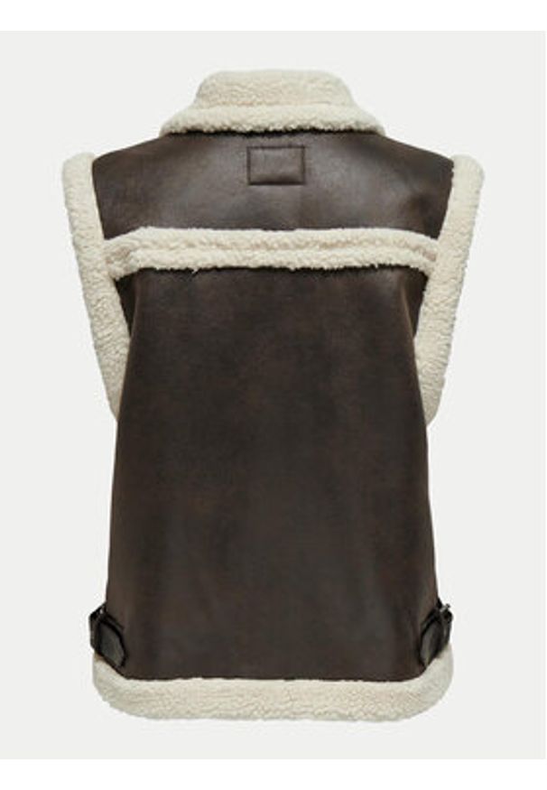 only - ONLY Bezrękawnik Betty 15322433 Brązowy Regular Fit. Kolor: brązowy. Materiał: skóra. Długość rękawa: bez rękawów