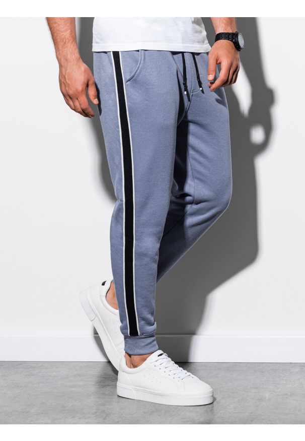 Niebieskie spodnie Ombre Clothing eleganckie, gładkie