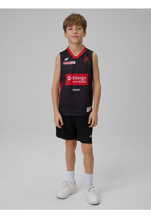 4f - 4F Koszulka meczowa replika wyjazdowa z sezonu 2025/26 dziecięca 4F x Czarni Słupsk - czarna 158/164 (12-14 lat). Kolor: czarny. Materiał: materiał. Wzór: nadruk. Sezon: lato. Sport: fitness
