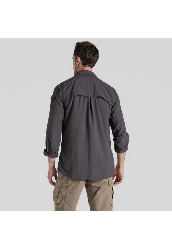 CRAGHOPPERS - Koszula przeciw komarom męska Craghoppers NosiLife Adventure LS Shirt III. Okazja: na co dzień. Kolor: szary. Styl: casual