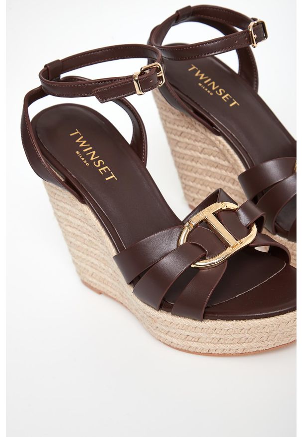 Twinset Milano - Koturny skórzane TWINSET. Materiał: skóra. Obcas: na koturnie