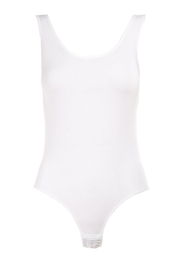 Born2be - Białe Body Iomiera. Kolor: biały. Materiał: jeans, materiał, bawełna. Długość rękawa: na ramiączkach. Wzór: gładki. Styl: klasyczny, wakacyjny