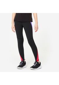 Decathlon - Legginsy dziecięce Domyos. Kolor: różowy, fioletowy, wielokolorowy, czarny. Materiał: poliester, elastan, poliamid, materiał