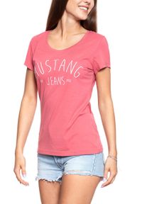 Mustang - MUSTANG T SHIRT DAMSKI Alexia C Print Slate Rose 1009387 8271. Wzór: nadruk #7