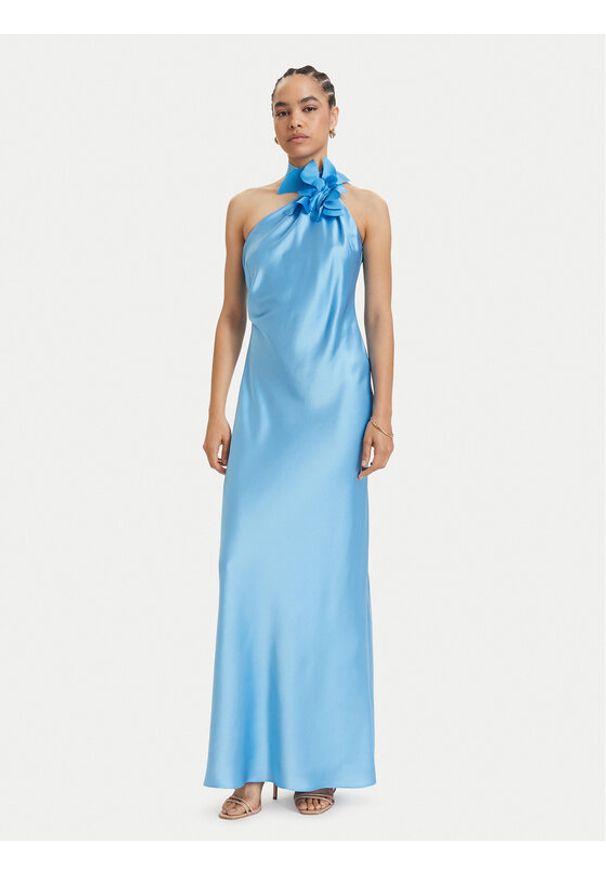 ACCESS FASHION Sukienka wieczorowa 63-3339-236 Niebieski jasny Regular Fit. Kolor: niebieski. Materiał: syntetyk. Styl: wizytowy