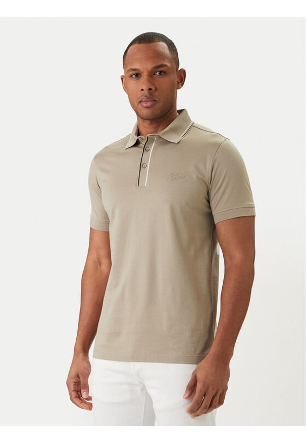 Karl Lagerfeld - KARL LAGERFELD Polo 745002 562200 Khaki Regular Fit. Typ kołnierza: polo. Kolor: brązowy. Materiał: bawełna