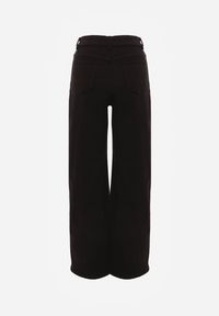 Renee - Czarne Szerokie Spodnie High Waist z Bawełny Rhethyphe. Stan: podwyższony. Kolor: czarny. Materiał: bawełna. Styl: elegancki #4