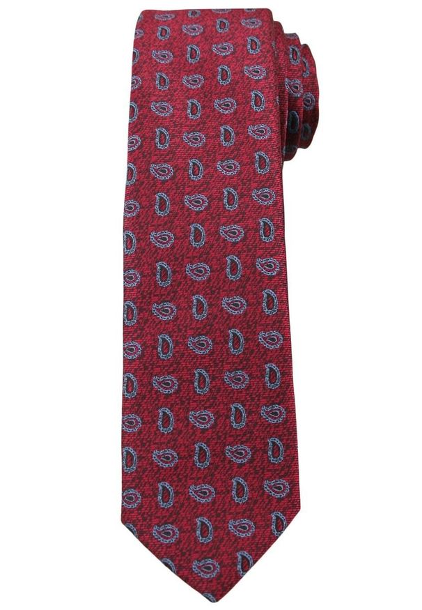 Bordowy Elegancki Krawat w Łezki -Angelo di Monti- 6 cm, Męski, Niebieski Wzór Paisley. Kolor: niebieski, wielokolorowy, czerwony. Wzór: paisley. Styl: elegancki