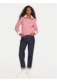 Tommy Jeans Sweter DW0DW21686 Różowy Relaxed Fit. Kolor: różowy. Materiał: syntetyk