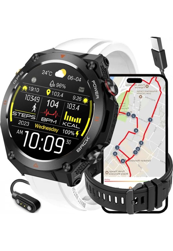 SMARTWATCH z GPS zegarek Rubicon dwa paski. Rodzaj zegarka: smartwatch