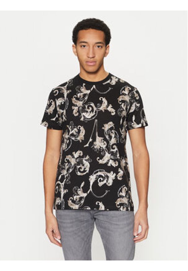 Versace Jeans Couture T-Shirt 78GAH6S0 Czarny Slim Fit. Kolor: czarny. Materiał: bawełna