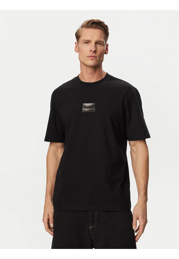 Hugo - HUGO T-Shirt Dumeon 50557445 Czarny Regular Fit. Kolor: czarny. Materiał: bawełna