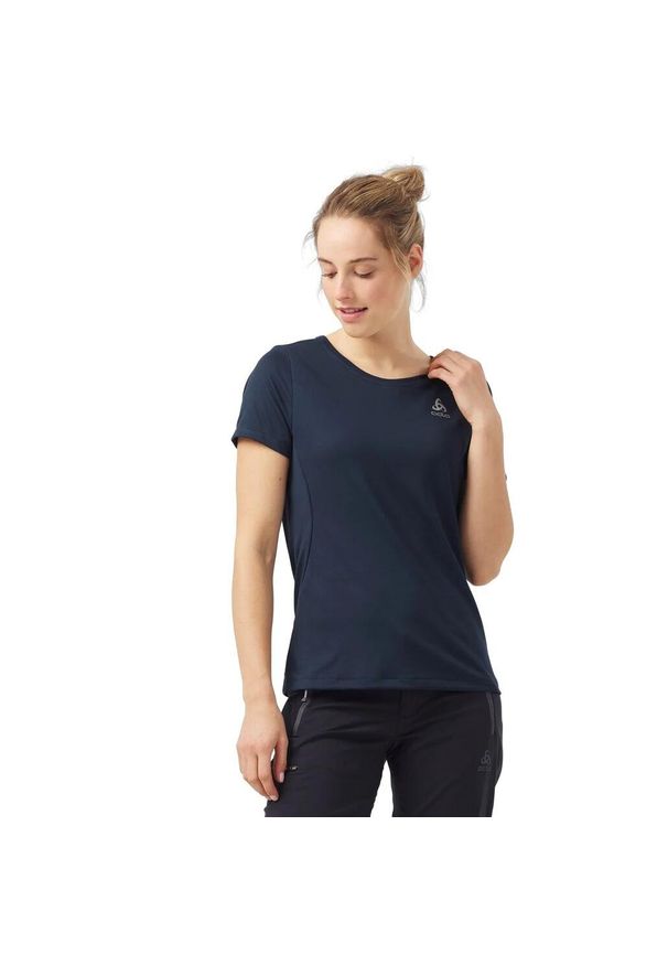 Koszulka z krótkim rękawem trekkingowa damska Odlo T-shirt F-DRY. Kolor: niebieski. Długość rękawa: krótki rękaw. Długość: krótkie
