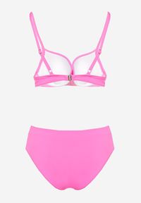 Born2be - Fuksjowe Bikini Dwuczęściowy z Push-Up i Klasyczne Figi Olubia. Kolor: różowy. Wzór: aplikacja #5