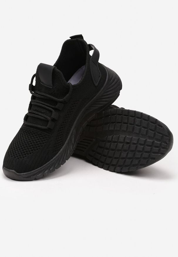 Renee - Czarne Buty Sportowe na Platformie ze Sznurowaniem Adelmarie. Okazja: na co dzień. Kolor: czarny. Materiał: jeans, dresówka. Obcas: na platformie
