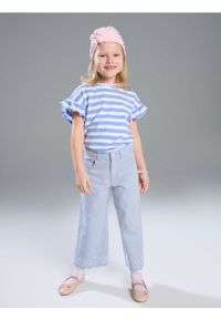 Sinsay - Jeansy wide leg z haftem - niebieski. Kolor: niebieski. Wzór: haft #1