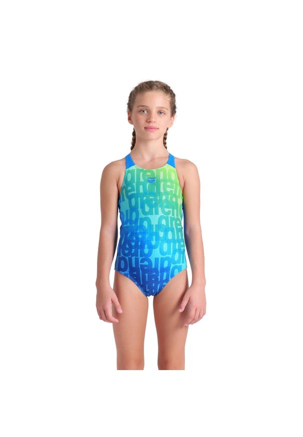 Arena - Strój Kąpielowy Dziewczęcy Multi Colours Swimsuit V Back. Kolor: niebieski