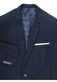 Męski, Taliowany Garnitur (Wesele, Studniówka) - Casino - Ciemny Granat. Materiał: poliester, wiskoza #4