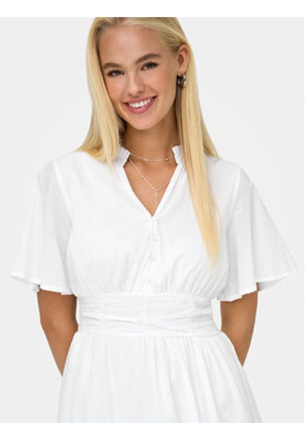 only - ONLY Sukienka codzienna Rarkel 15363615 Biały Regular Fit. Okazja: na co dzień. Kolor: biały. Materiał: bawełna. Typ sukienki: proste. Styl: casual