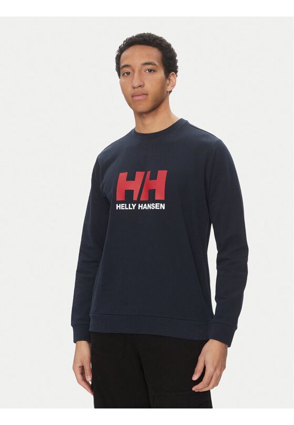 Helly Hansen Bluza Logo Crew 30395 Granatowy Regular Fit. Kolor: niebieski. Materiał: bawełna