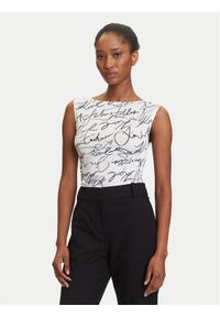 Karl Lagerfeld - KARL LAGERFELD Body A3W17010 Écru Slim Fit. Typ kołnierza: dekolt w karo. Materiał: syntetyk