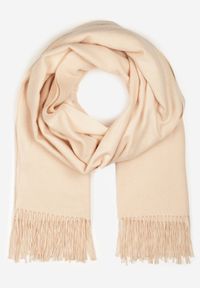 Born2be - Jasnobeżowy Szalik z Tkaniny Wykończony Frędzlami Teofilla. Kolor: beżowy. Materiał: tkanina. Styl: klasyczny #1