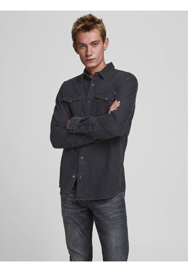 Jack & Jones - Jack&Jones Koszula Sheridan 12138115 Czarny Slim Fit. Kolor: czarny. Materiał: bawełna