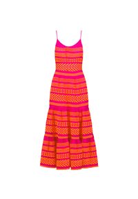 Devotion - Sukienka DEVOTION ARSIDA. Kolor: różowy, wielokolorowy, pomarańczowy. Materiał: bawełna, tkanina. Długość rękawa: na ramiączkach. Sezon: lato. Styl: wakacyjny