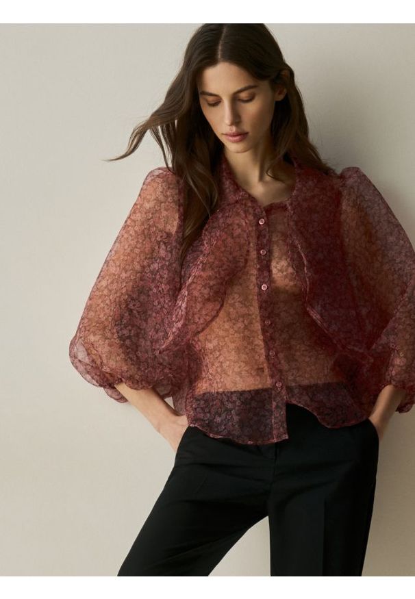 Reserved - Prześwitująca bluzka - wielobarwny. Materiał: tkanina