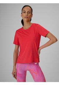 4f - 4F Koszulka treningowa loose szybkoschnąca damska - koralowa S. Kolor: różowy. Materiał: materiał, włókno. Sport: fitness #1