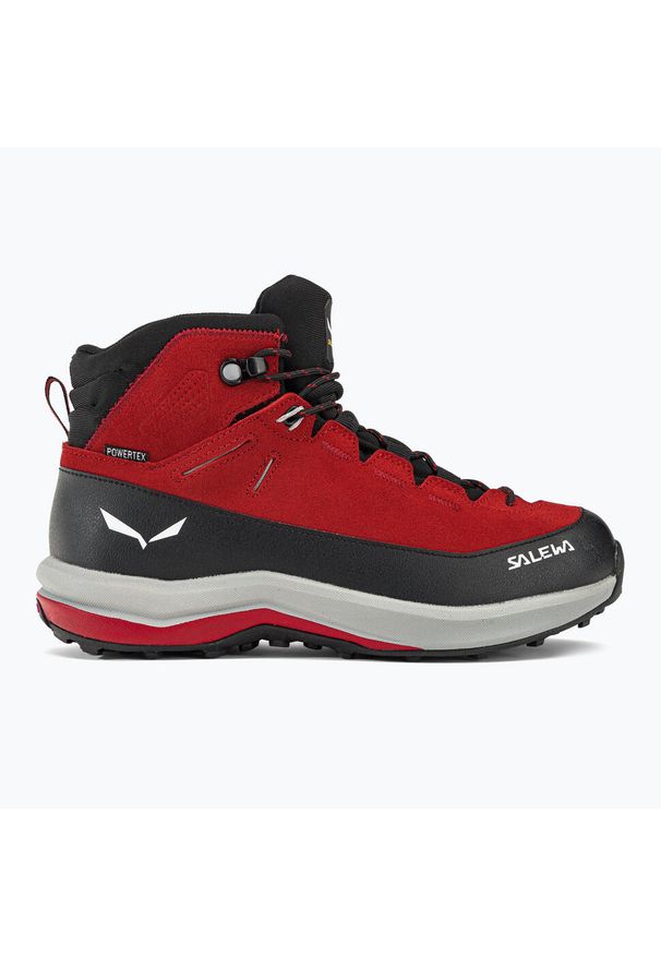 Buty do chodzenia dla dzieci Salewa Mtn Trainer 2 Mid Ptx. Wysokość cholewki: za kostkę. Zapięcie: sznurówki. Kolor: czerwony. Materiał: zamsz. Szerokość cholewki: normalna. Sport: turystyka piesza