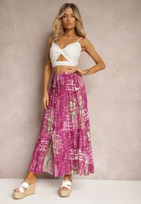 Renee - Ciemnofioletowa Rozkloszowana Spódnica z Wiskozy z Nieodpinanymi Ozdobnymi Guzikami Zafina. Okazja: na co dzień. Kolor: fioletowy. Materiał: wiskoza. Styl: elegancki, casual #3