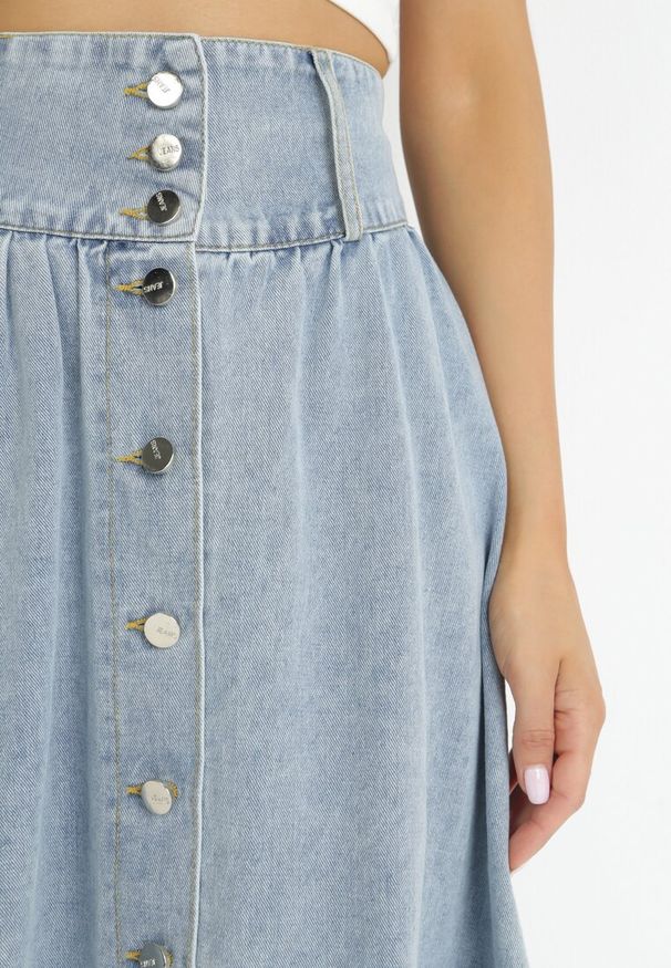 Born2be - Jasnoniebieska Spódnica Jeansowa Maxi z Bawełny Nicollta. Kolor: niebieski. Materiał: bawełna, jeans