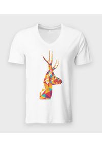 MegaKoszulki - Koszulka męska v-neck Triangle Deer 2. Materiał: skóra, bawełna, materiał. Styl: klasyczny #1